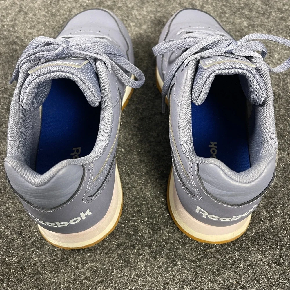 Reebok Classic Leather Shoes Womens 6.5 Purple Lavender Gum Sole Retro Sneakers